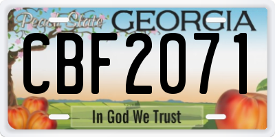 GA license plate CBF2071