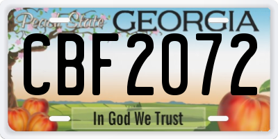 GA license plate CBF2072