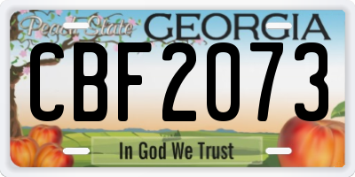 GA license plate CBF2073