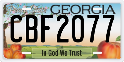 GA license plate CBF2077