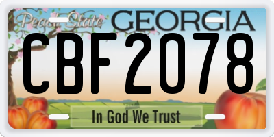 GA license plate CBF2078