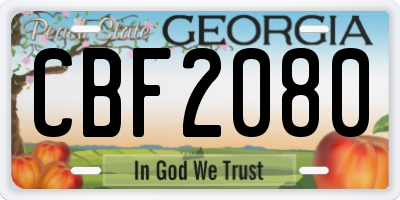 GA license plate CBF2080