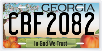 GA license plate CBF2082