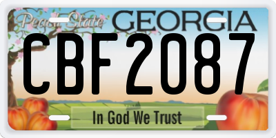 GA license plate CBF2087