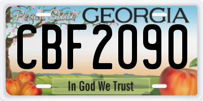 GA license plate CBF2090