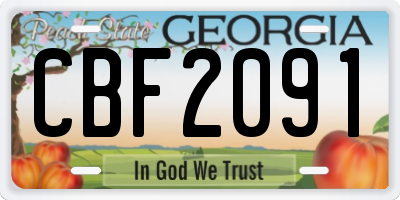 GA license plate CBF2091