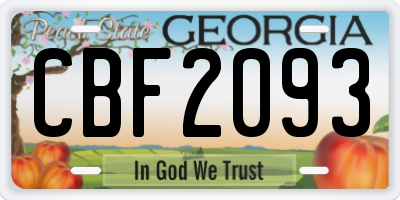 GA license plate CBF2093