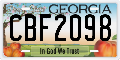 GA license plate CBF2098