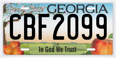 GA license plate CBF2099