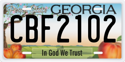 GA license plate CBF2102