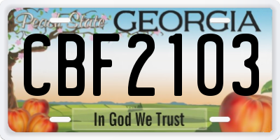 GA license plate CBF2103