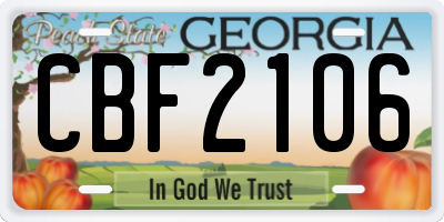 GA license plate CBF2106