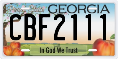 GA license plate CBF2111