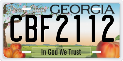 GA license plate CBF2112