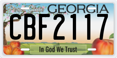GA license plate CBF2117