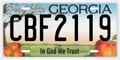 GA license plate CBF2119