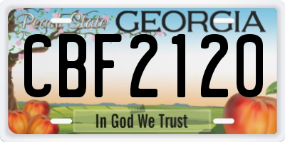 GA license plate CBF2120