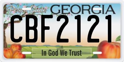 GA license plate CBF2121