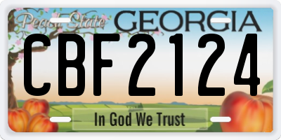 GA license plate CBF2124