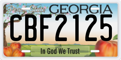 GA license plate CBF2125