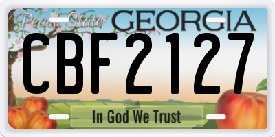 GA license plate CBF2127