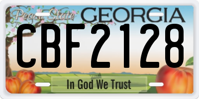 GA license plate CBF2128
