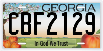GA license plate CBF2129