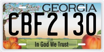 GA license plate CBF2130