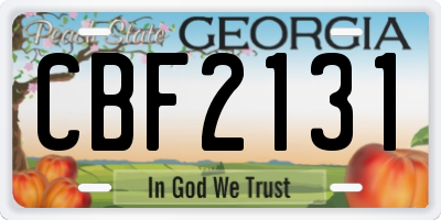 GA license plate CBF2131