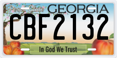 GA license plate CBF2132