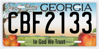 GA license plate CBF2133