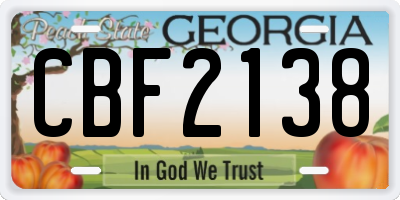 GA license plate CBF2138