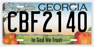 GA license plate CBF2140