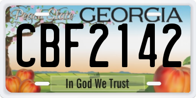 GA license plate CBF2142