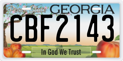GA license plate CBF2143