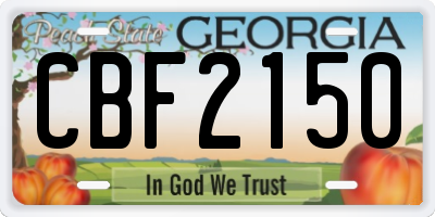 GA license plate CBF2150