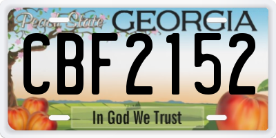 GA license plate CBF2152
