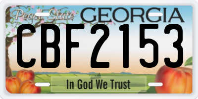 GA license plate CBF2153