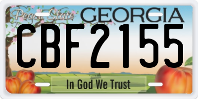 GA license plate CBF2155