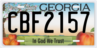 GA license plate CBF2157