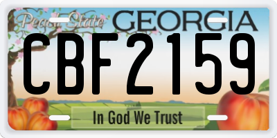 GA license plate CBF2159