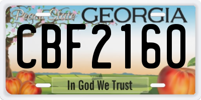GA license plate CBF2160