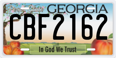 GA license plate CBF2162