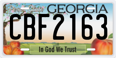 GA license plate CBF2163