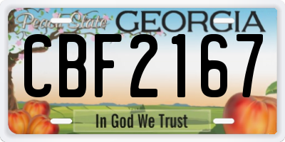 GA license plate CBF2167