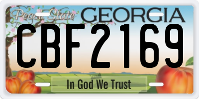 GA license plate CBF2169