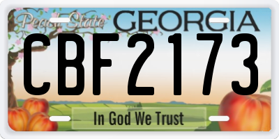 GA license plate CBF2173
