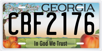 GA license plate CBF2176