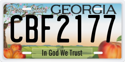 GA license plate CBF2177
