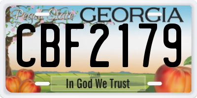 GA license plate CBF2179